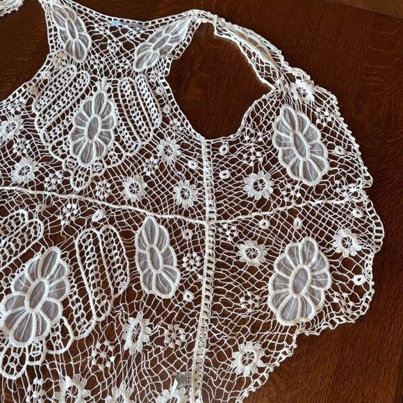 Vintage Cecico White Boho Sleeveless Lace Duster Size Medium - Picture 12 of 16